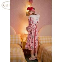 Gukoo/果壳睡袍女冬季毛绒保暖新款玛丽猫联名女士家居服睡袍D
