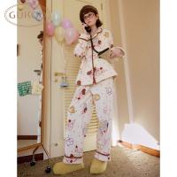 Gukoo/果壳睡衣女冬季毛绒保暖新款轰轰小狗满印女士家居服套装D