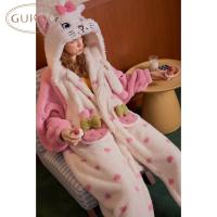 Gukoo/果壳睡袍女冬季毛绒保暖新款迪士尼联名女士家居服睡袍D