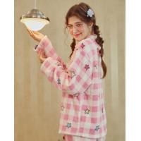 【轰轰小狗】睡衣女秋冬珊瑚绒厚款格子家居服高级感套装女