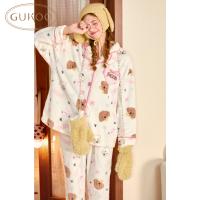 【Gukoo果壳】小狗满印冬款家居服套装睡衣女可爱加厚牛奶绒
