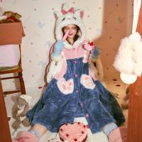 Gukoo/果壳玛丽猫连帽可爱加厚冬款睡袍卡通长款可外穿保暖