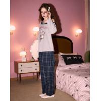【IP联名】睡衣女秋冬高级感长袖露肩可外穿格纹亲肤家居服套装