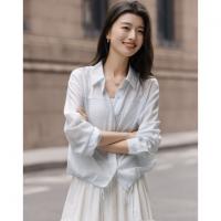 德玛纳【知识分子】春季气质翻领落肩衬衫设计感抽绳小个子衬衣女装上衣G541121246712