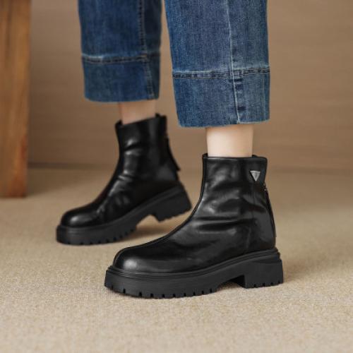 德玛纳女鞋冬季时尚潮流休闲百搭甜酷三角玫瑰厚底增高日常通勤女靴539426660197