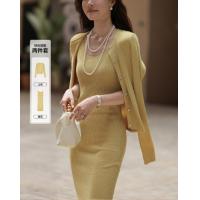 mt【奶油针织套装】秋季温柔风圆领开衫背心连衣裙小个子女式两件套M541121670701