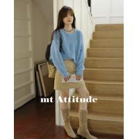 mt【清爽感针织衫】秋款时尚圆领精致爆米花卷长袖针织衫女M539420342123