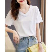 德玛纳【含桑蚕丝面膜T】夏季多巴胺多色轻薄短袖小个子气质女式t恤G538220121906